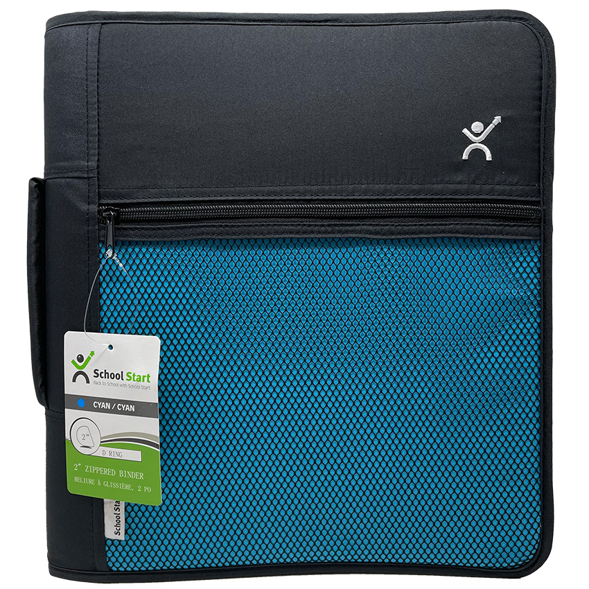 School Start Zippered Binder with Handle (2", Blue)